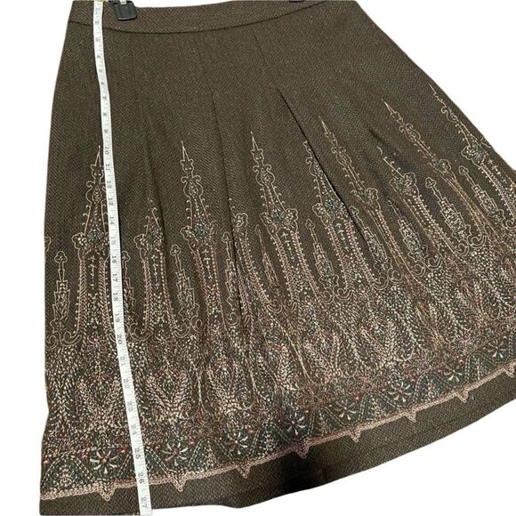 Ann Taylor LOFT- Brown Tweed Embroidered Hemline Women’s Lined Skirt, Size 10 - Picture 9 of 11